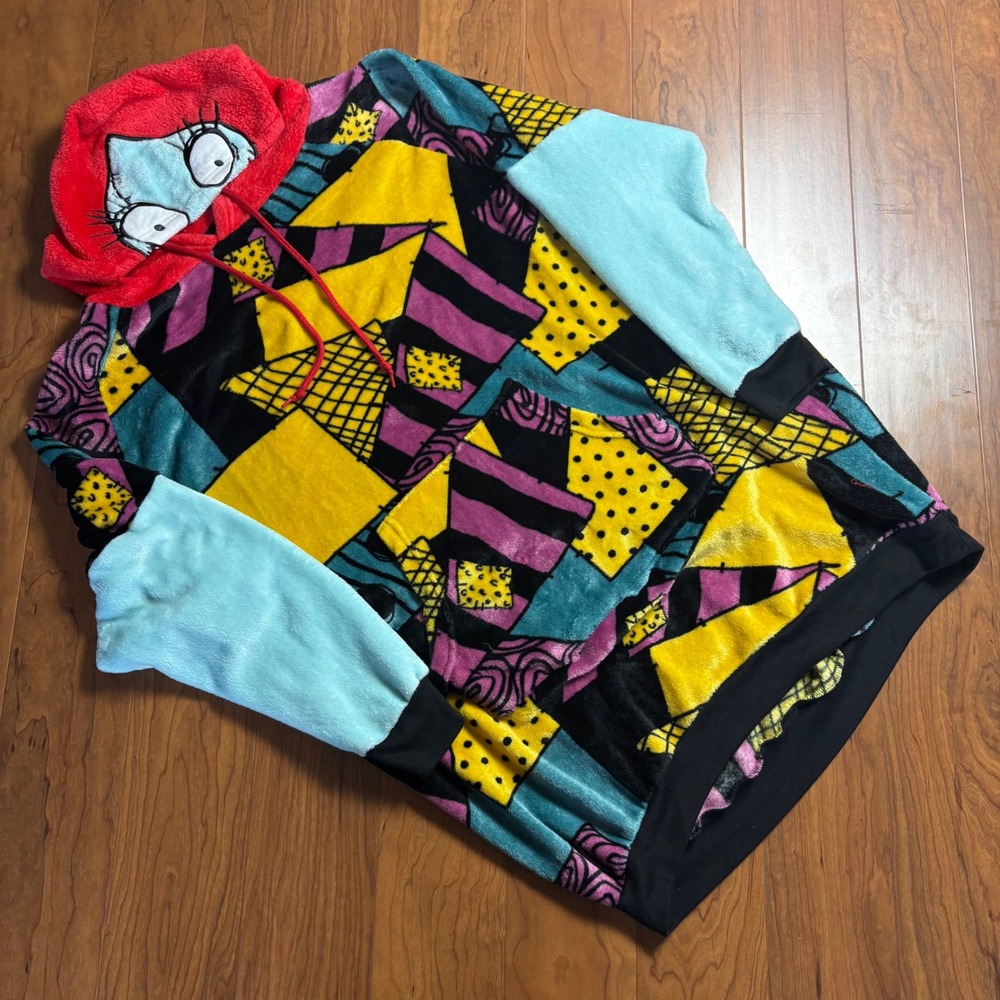 Disney Nightmare Before Christmas Sally Patchwork Fleece Hoodie XL 16-18